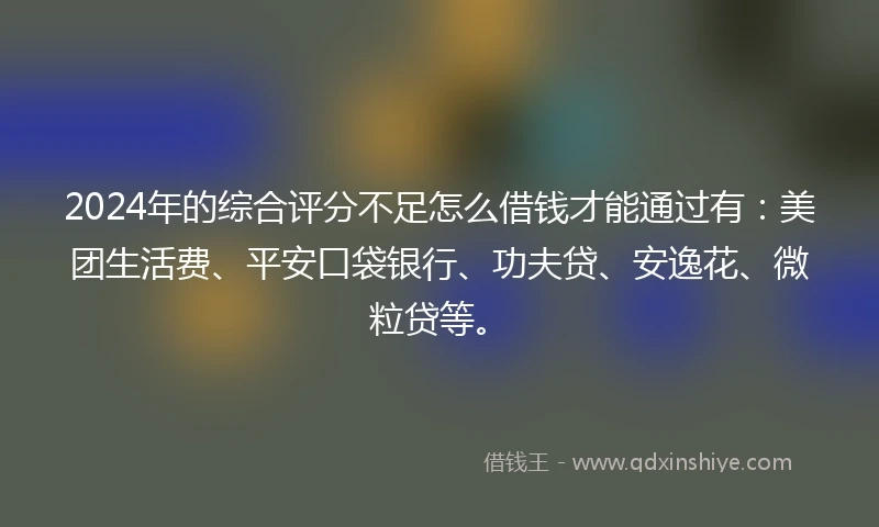2024年的综合评分不足怎么借钱才能通过有:美团生活费、平安口袋银行、功夫贷、安逸花、微粒贷等。