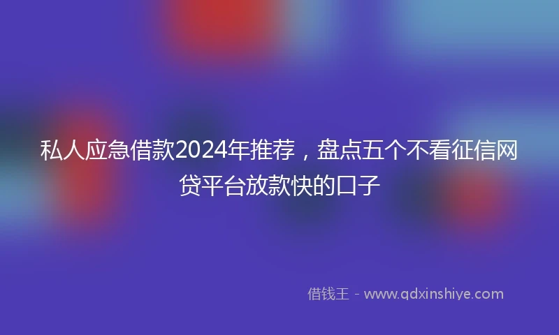 私人应急借款2024年推荐，盘点五个不看征信网贷平台放款快的口子