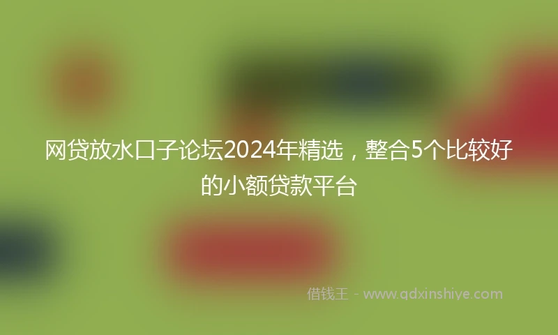网贷放水口子论坛2024年精选，整合5个比较好的小额贷款平台