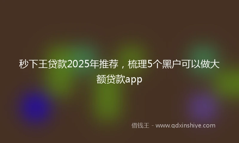 秒下王贷款2025年推荐，梳理5个黑户可以做大额贷款app