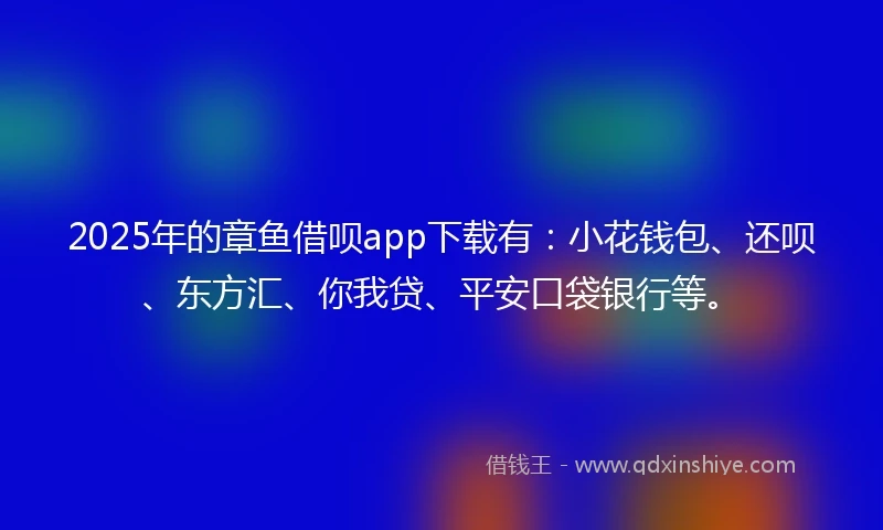 2025年的章鱼借呗app下载有：小花钱包、还呗、东方汇、你我贷、平安口袋银行等。
