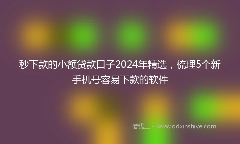 秒下款的小额贷款口子2024年精选，梳理5个新手机号容易下款的软件