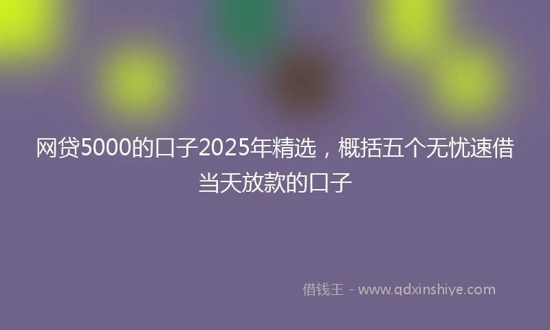 网贷5000的口子2025年精选，概括五个无忧速借当天放款的口子