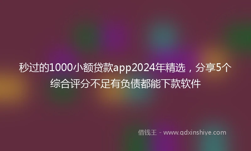 秒过的1000小额贷款app2024年精选，分享5个综合评分不足有负债都能下款软件
