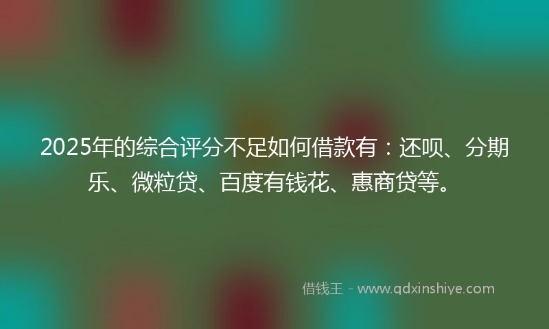 2025年的综合评分不足如何借款有：还呗、分期乐、微粒贷、百度有钱花、惠商贷等。