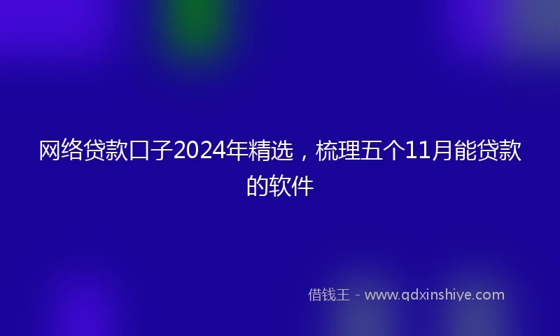 网络贷款口子2024年精选，梳理五个11月能贷款的软件