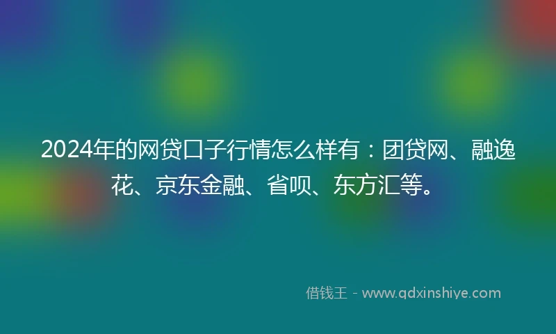 2024年的网贷口子行情怎么样有：团贷网、融逸花、京东金融、省呗、东方汇等。