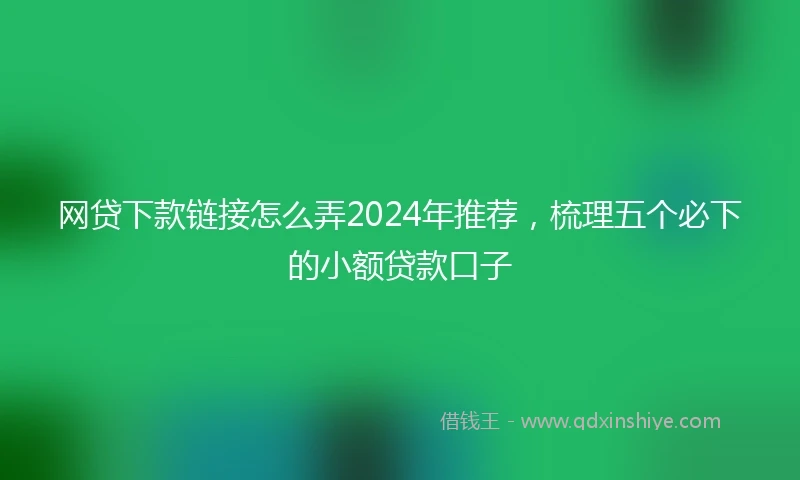 网贷下款链接怎么弄2024年推荐，梳理五个必下的小额贷款口子