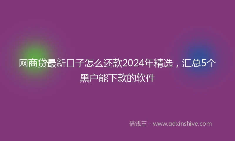 网商贷最新口子怎么还款2024年精选，汇总5个黑户能下款的软件