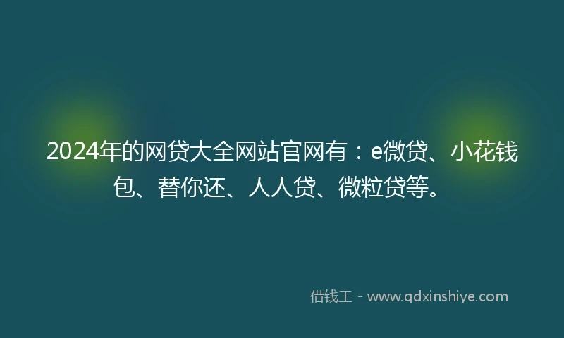 2024年的网贷大全网站官网有：e微贷、小花钱包、替你还、人人贷、微粒贷等。