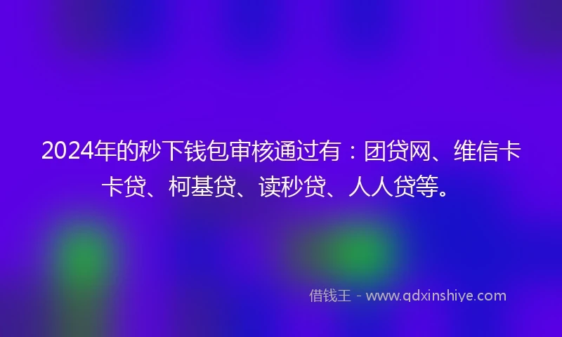 2024年的秒下钱包审核通过有：团贷网、维信卡卡贷、柯基贷、读秒贷、人人贷等。