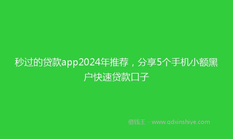 秒过的贷款app2024年推荐，分享5个手机小额黑户快速贷款口子