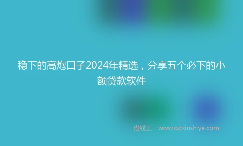 稳下的高炮口子2024年精选，分享五个必下的小额贷款软件