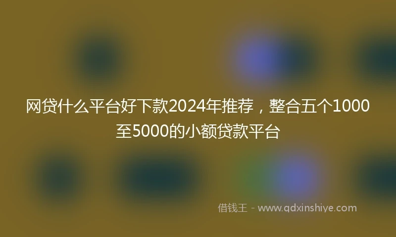 网贷什么平台好下款2024年推荐，整合五个1000至5000的小额贷款平台