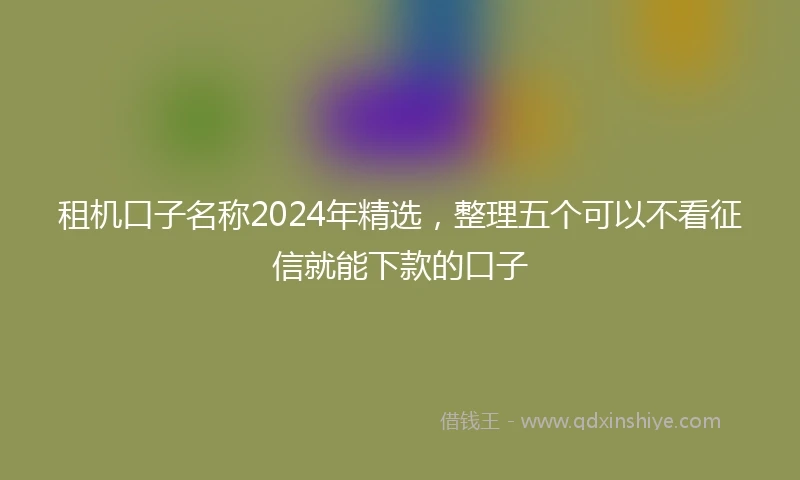 租机口子名称2024年精选，整理五个可以不看征信就能下款的口子