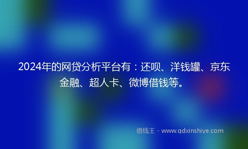 2024年的网贷分析平台有：还呗、洋钱罐、京东金融、超人卡、微博借钱等。