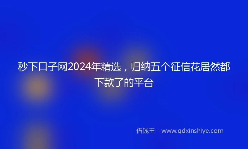 秒下口子网2024年精选，归纳五个征信花居然都下款了的平台