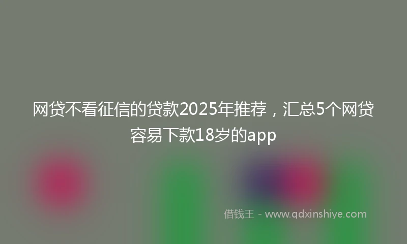 网贷不看征信的贷款2025年推荐，汇总5个网贷容易下款18岁的app