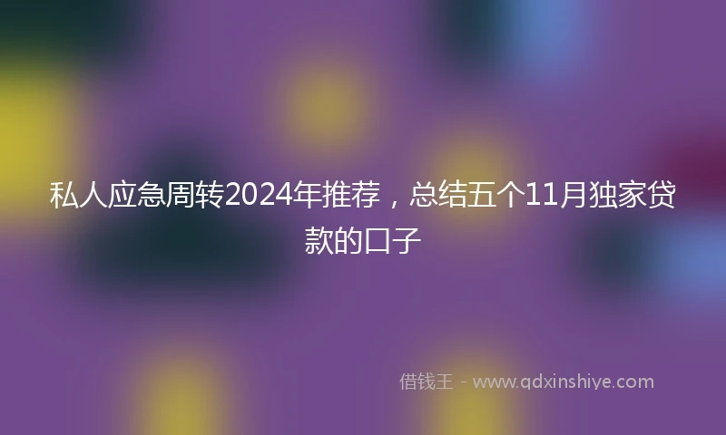 私人应急周转2024年推荐，总结五个11月独家贷款的口子