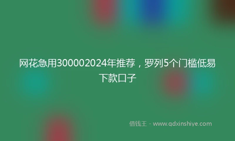 网花急用300002024年推荐，罗列5个门槛低易下款口子
