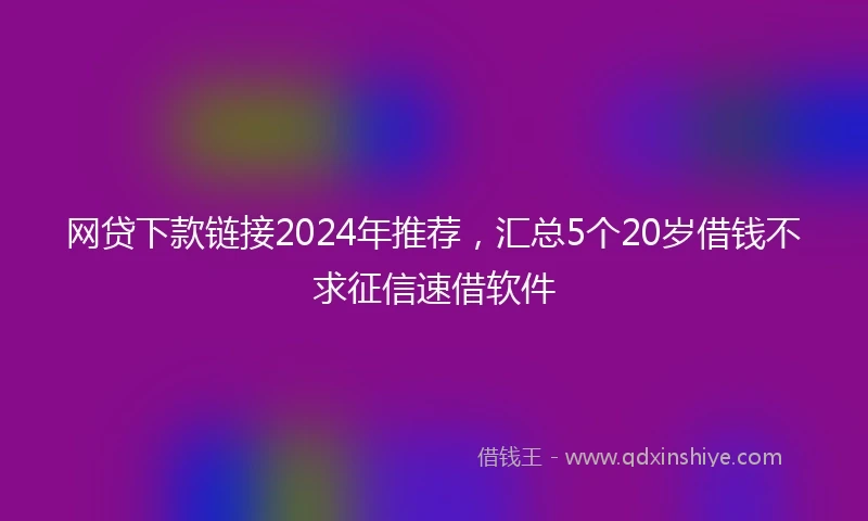 网贷下款链接2024年推荐，汇总5个20岁借钱不求征信速借软件
