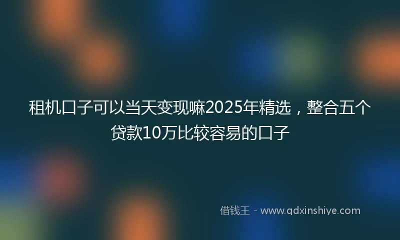 租机口子可以当天变现嘛2025年精选，整合五个贷款10万比较容易的口子