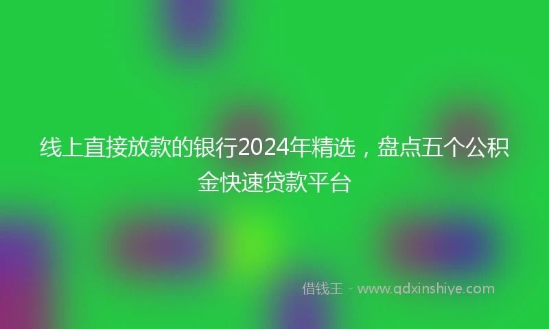 线上直接放款的银行2024年精选，盘点五个公积金快速贷款平台