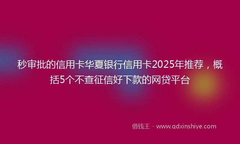 秒审批的信用卡华夏银行信用卡2025年推荐,概括5个不查征信好下款的网贷平台