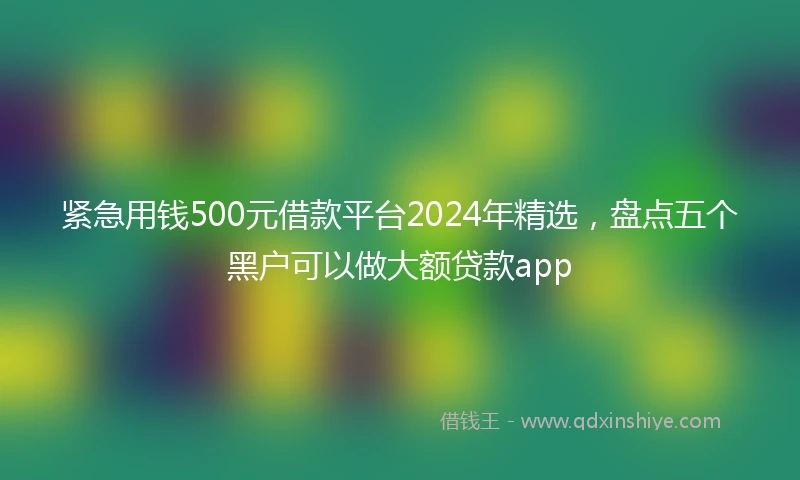 紧急用钱500元借款平台2024年精选，盘点五个黑户可以做大额贷款app