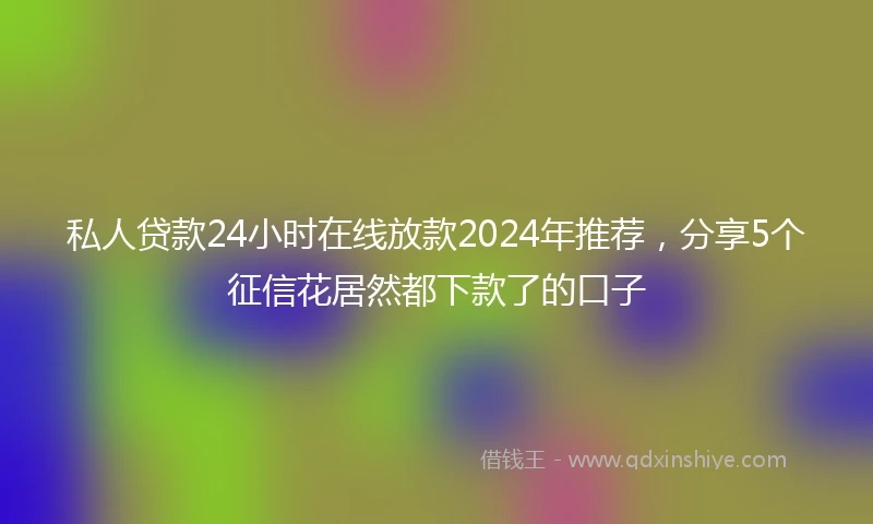 私人贷款24小时在线放款2024年推荐，分享5个征信花居然都下款了的口子