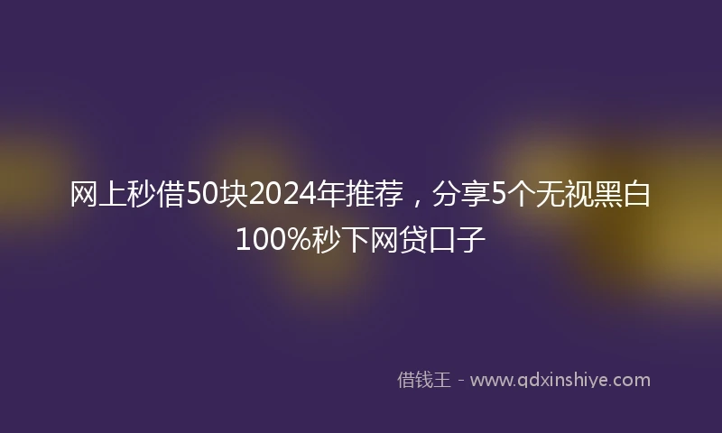 网上秒借50块2024年推荐，分享5个无视黑白100%秒下网贷口子