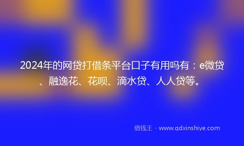 2024年的网贷打借条平台口子有用吗有：e微贷、融逸花、花呗、滴水贷、人人贷等。