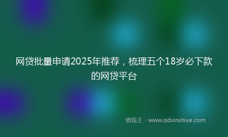 网贷批量申请2025年推荐，梳理五个18岁必下款的网贷平台