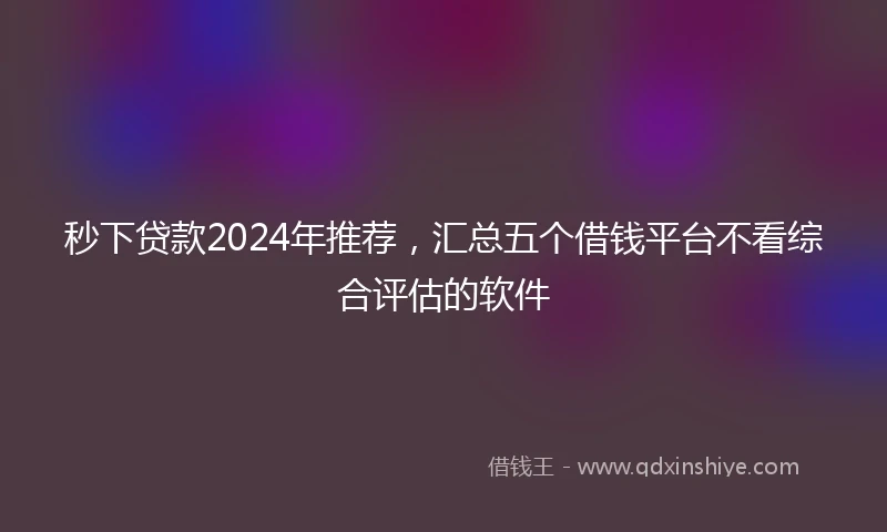 秒下贷款2024年推荐，汇总五个借钱平台不看综合评估的软件