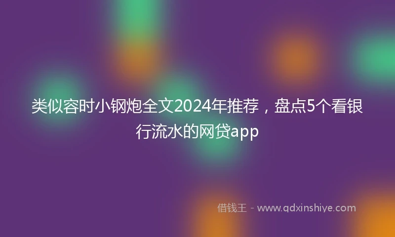 类似容时小钢炮全文2024年推荐,盘点5个看银行流水的网贷app