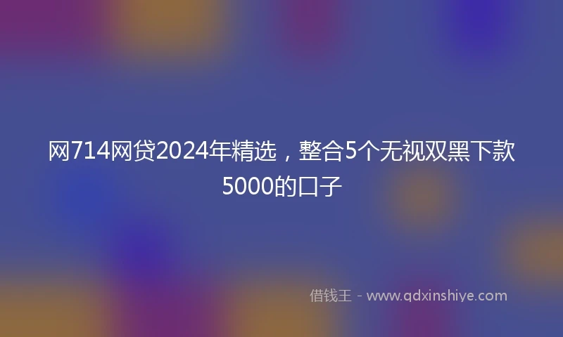 网714网贷2024年精选，整合5个无视双黑下款5000的口子