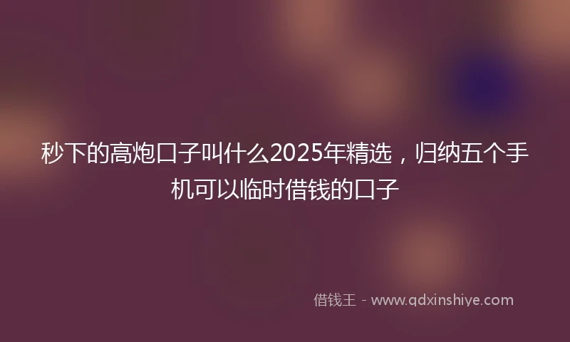秒下的高炮口子叫什么2025年精选，归纳五个手机可以临时借钱的口子