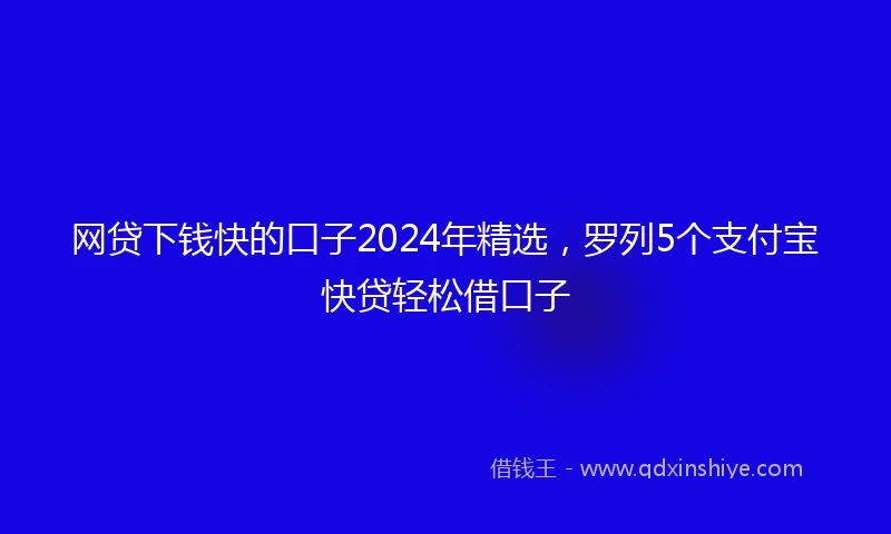 网贷下钱快的口子2024年精选，罗列5个支付宝快贷轻松借口子
