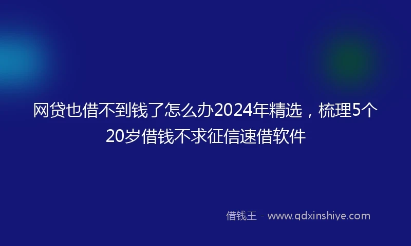 网贷也借不到钱了怎么办2024年精选，梳理5个20岁借钱不求征信速借软件