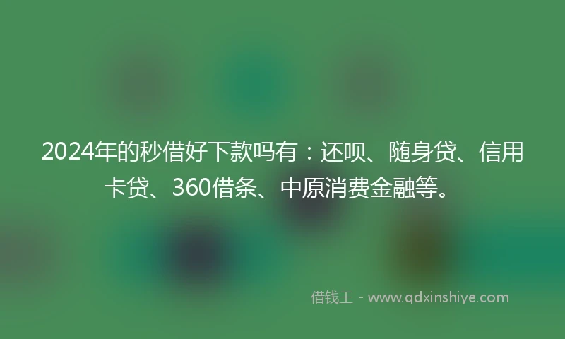 2024年的秒借好下款吗有：还呗、随身贷、信用卡贷、360借条、中原消费金融等。