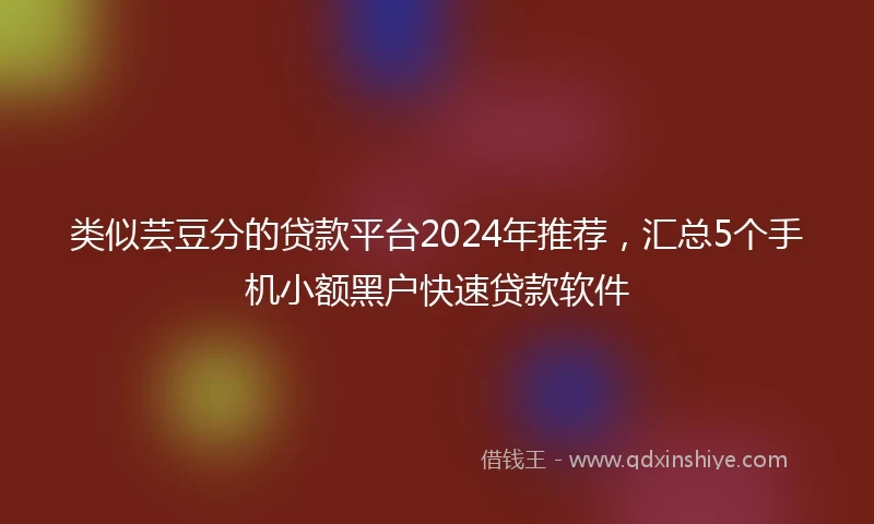 类似芸豆分的贷款平台2024年推荐，汇总5个手机小额黑户快速贷款软件