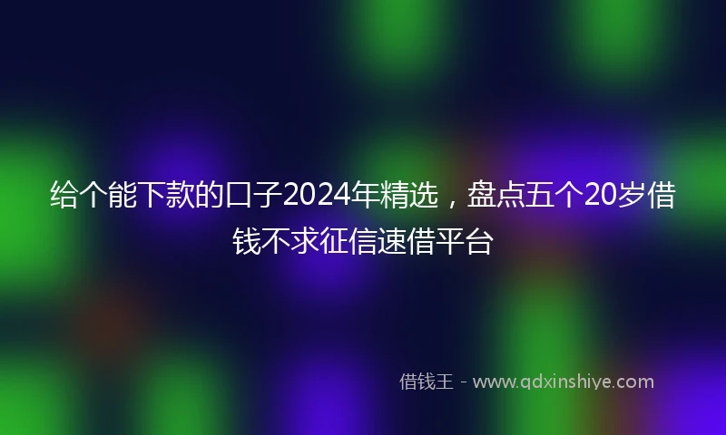 给个能下款的口子2024年精选，盘点五个20岁借钱不求征信速借平台