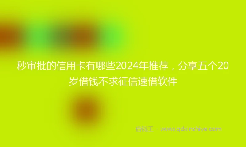 秒审批的信用卡有哪些2024年推荐，分享五个20岁借钱不求征信速借软件
