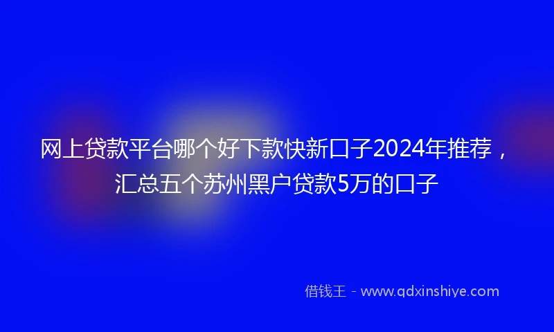 网上贷款平台哪个好下款快新口子2024年推荐，汇总五个苏州黑户贷款5万的口子