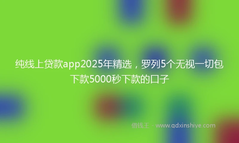 纯线上贷款app2025年精选，罗列5个无视一切包下款5000秒下款的口子