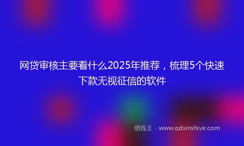网贷审核主要看什么2025年推荐，梳理5个快速下款无视征信的软件