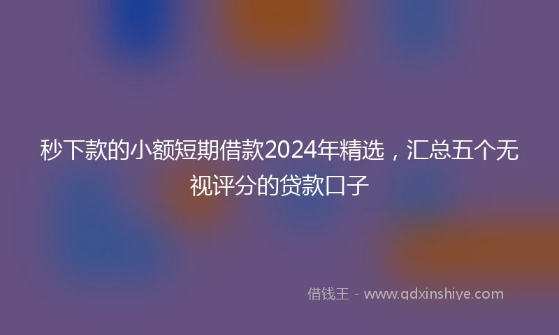 秒下款的小额短期借款2024年精选，汇总五个无视评分的贷款口子