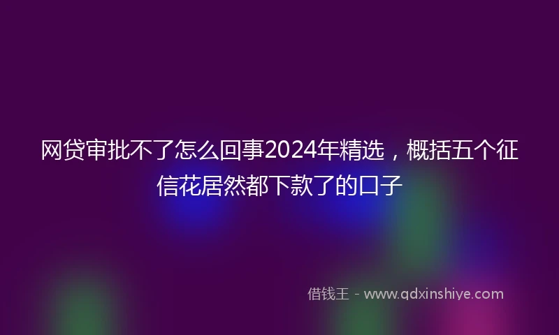 网贷审批不了怎么回事2024年精选，概括五个征信花居然都下款了的口子
