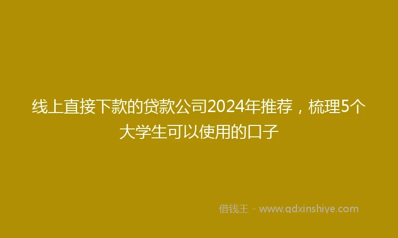 线上直接下款的贷款公司2024年推荐，梳理5个大学生可以使用的口子