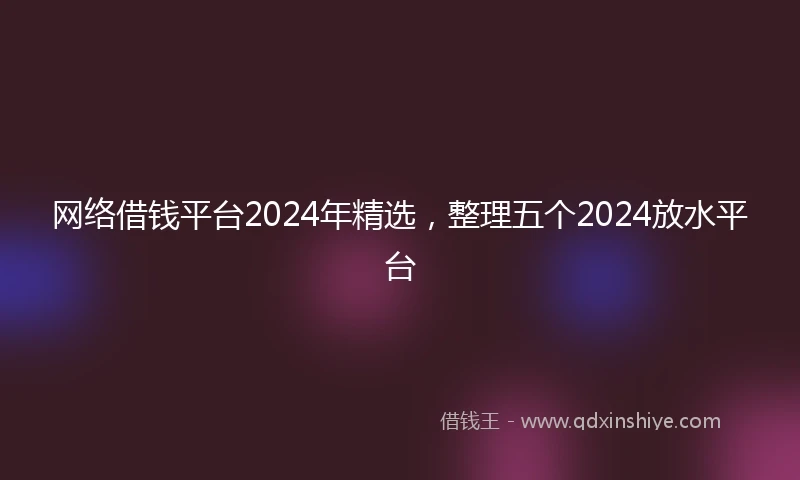 网络借钱平台2024年精选，整理五个2024放水平台